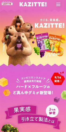 KAZITTE LP design (Snack foods, gum, and candy / Pink shades / Simple) Mobile version