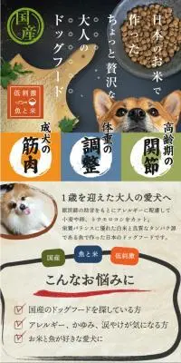 Native DogドッグフードのLPデザイン（ペットフード ・ ペット用品／ベージュ系／和風系）PC版