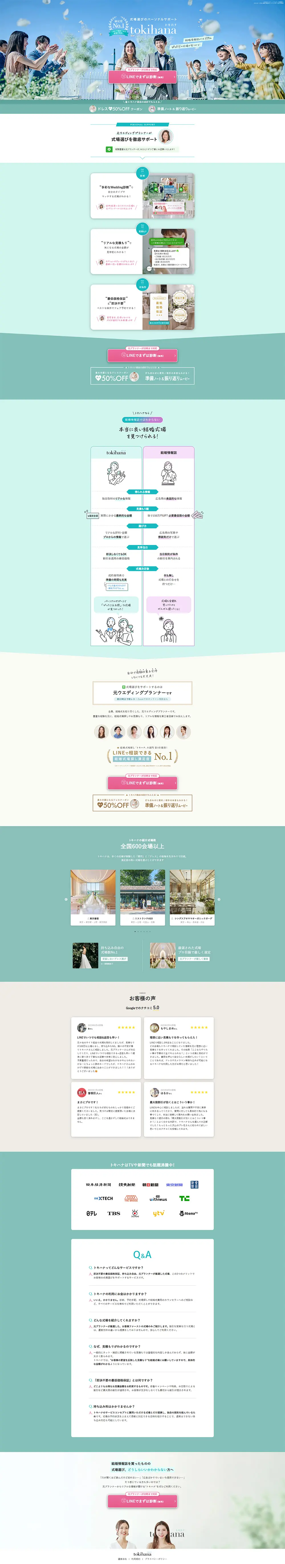 Personal support for wedding venue selection LP design (Wedding / Green tones / Cute style) PC version