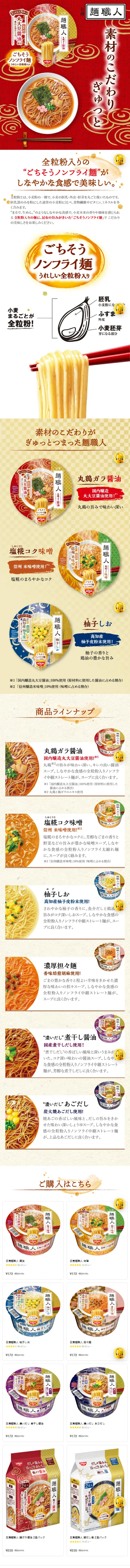 Nissin Men Shokunin LP design (Retort / Instant / Red tones / Japanese style) Mobile version