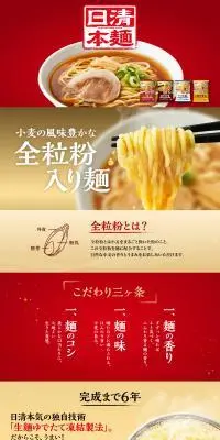 冷凍 日清本麺のLPデザイン（レトルト・インスタント／レッド系／シンプル系）PC版