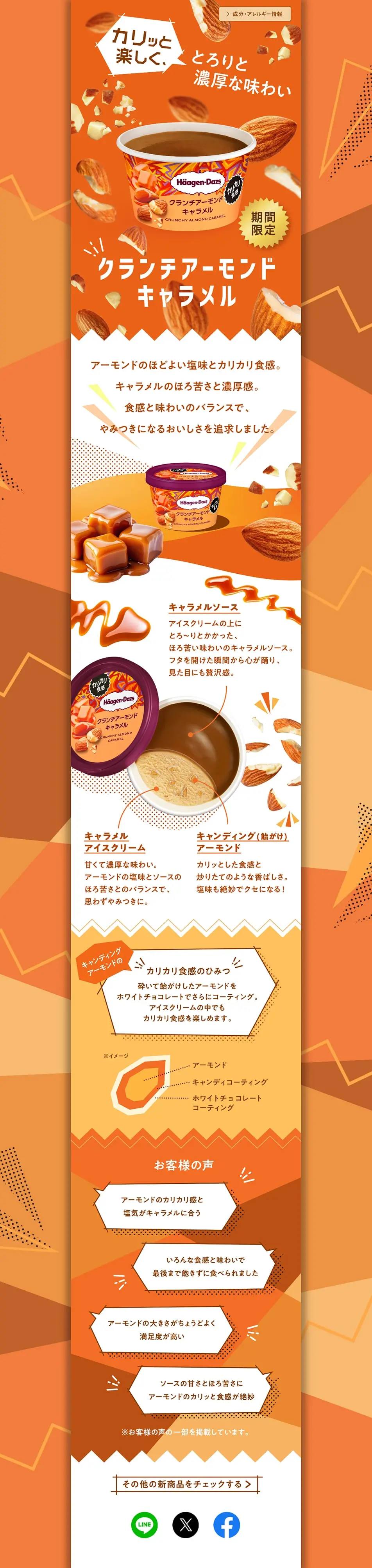 Crunchy Almond Caramel LP design (ice / Orange tones / Lively type) PC version