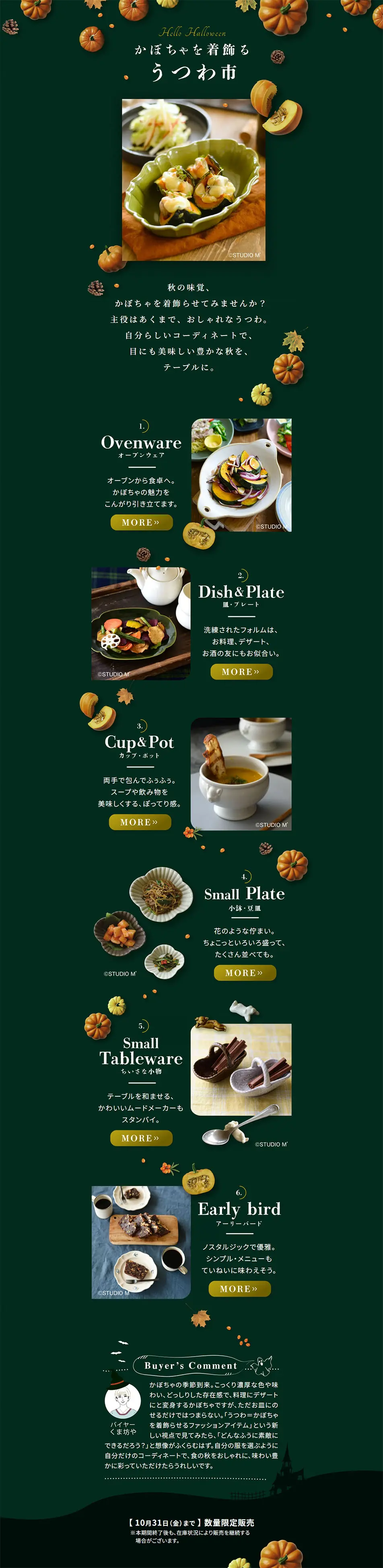 かぼちゃを着飾るうつわ市のLPデザイン（インテリア・小物・雑貨／グリーン系／シンプル系）PC版