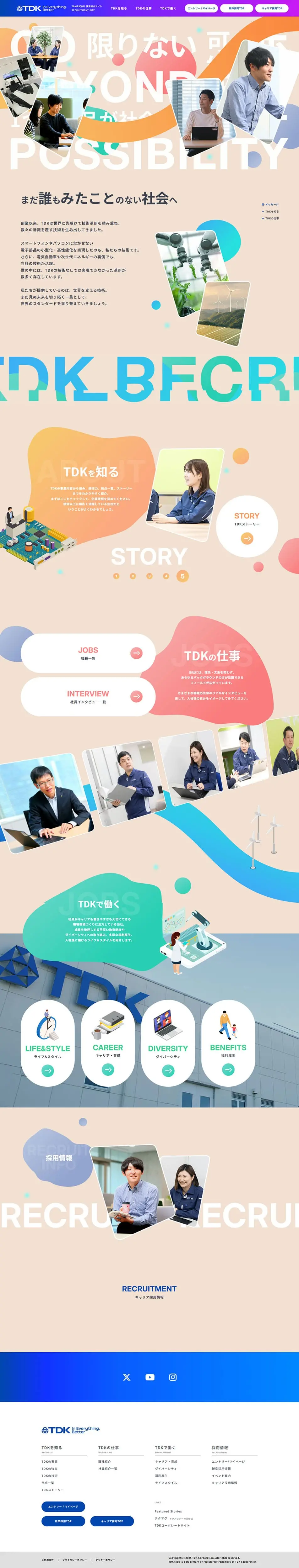 キャリア採用のLPデザイン（中途採用／ベージュ系／にぎやか系）PC版