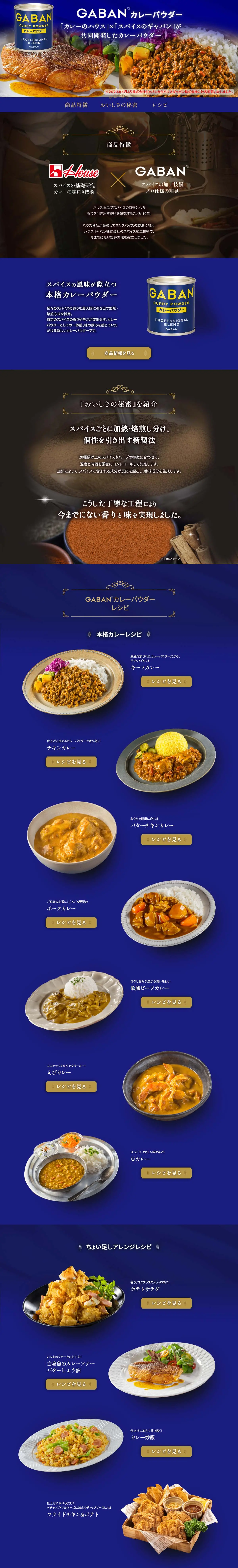 GABAN® カレーパウダーのLPデザイン（調味料・甘味料・ダシ・スープ／ブルー系／シンプル系）PC版