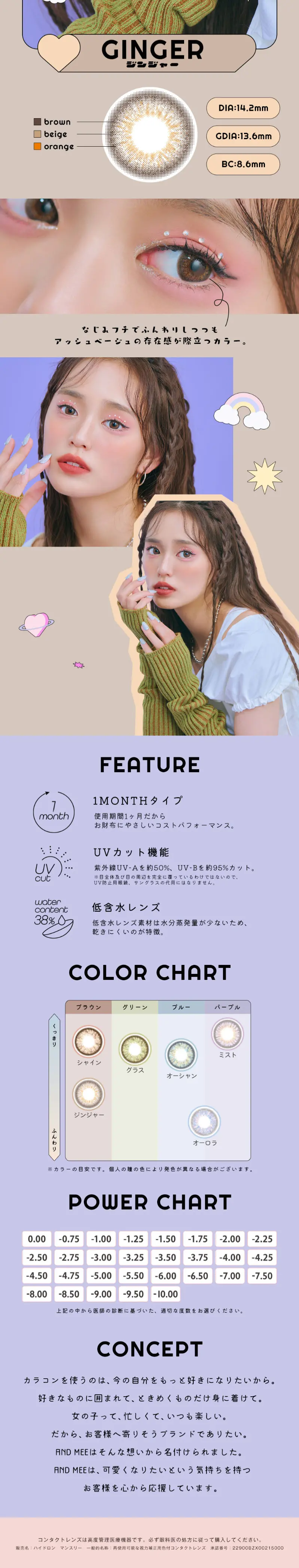 AND MEE Series 1monthのLPデザイン（コスメ・化粧品・コンタクトレンズ／カラフル系／かわいい系）スマホ版