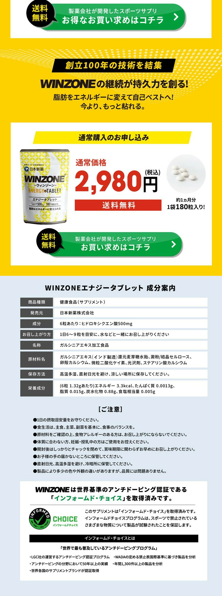WINZONE ENERGYxENERGYのLPデザイン（プロテイン・サプリメント／イエロー系／かっこいい系）PC版