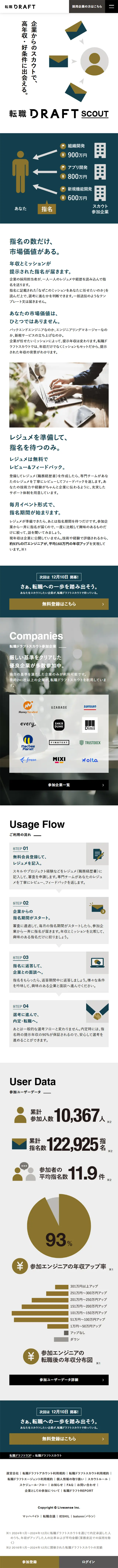 Tenshoku Draft LP design (recruitment / White-based / Simple) Mobile version