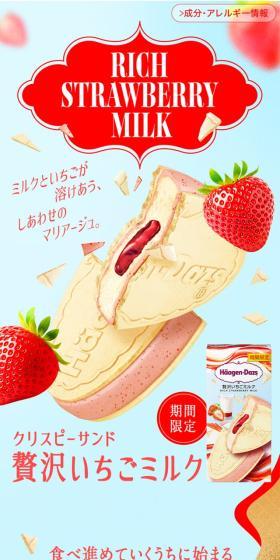 Crispy Sand Rich Strawberry Milk LP design (ice / Shades of blue / Lively type) Mobile version