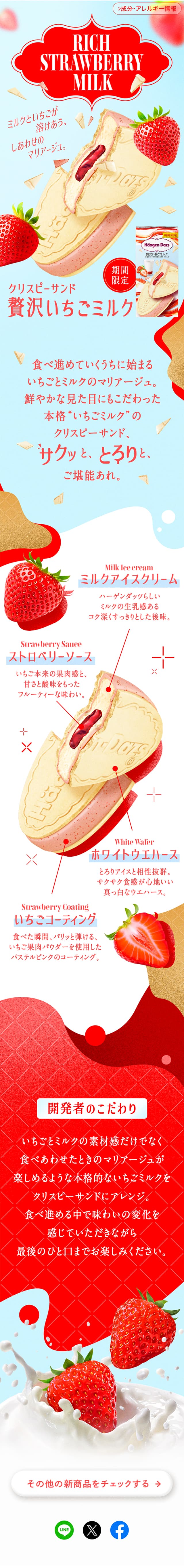 Crispy Sand Rich Strawberry Milk LP design (ice / Shades of blue / Lively type) Mobile version