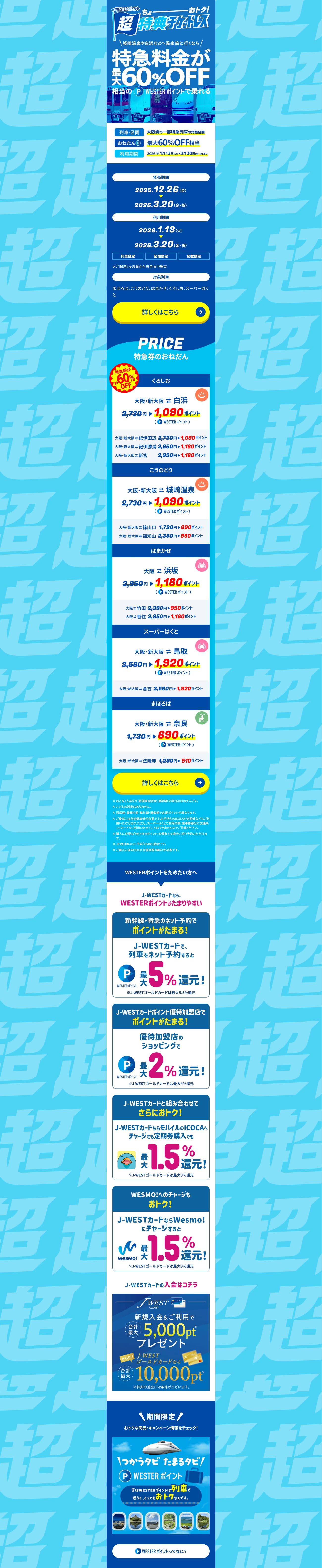 Super Advantageous! WESTER Point Super Special Offer Ticketless LP design (Domestic and international travel / Shades of blue / Refreshing type)