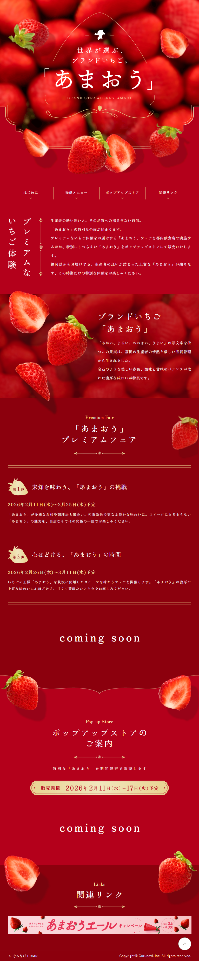 Amaou Fair LP design (fruit-vegetable / Red tones / Refined style)