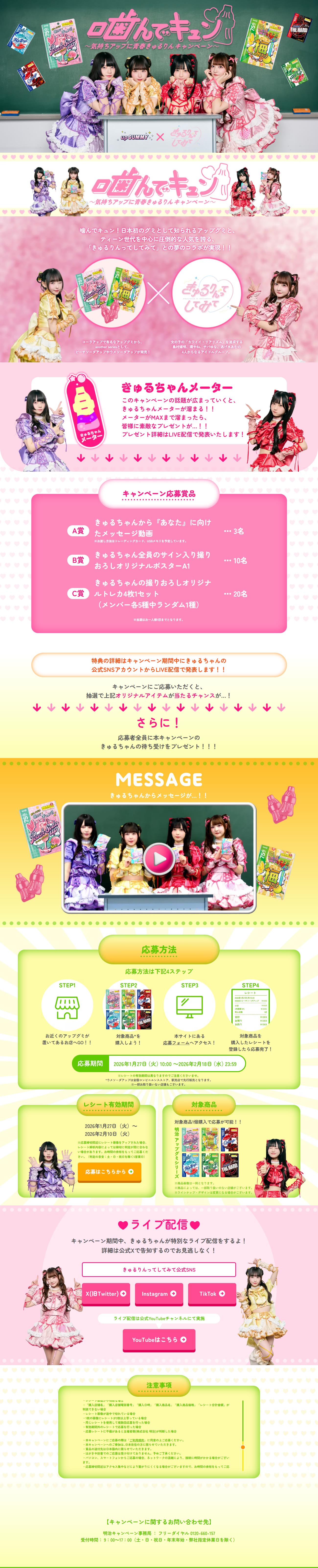 噛んでキュン♡ 〜気持ちアップに青春きゅるりんキャンペーン〜のLPデザイン（スナック・ガム・あめ・グミ／グリーン系／かわいい系）PC版