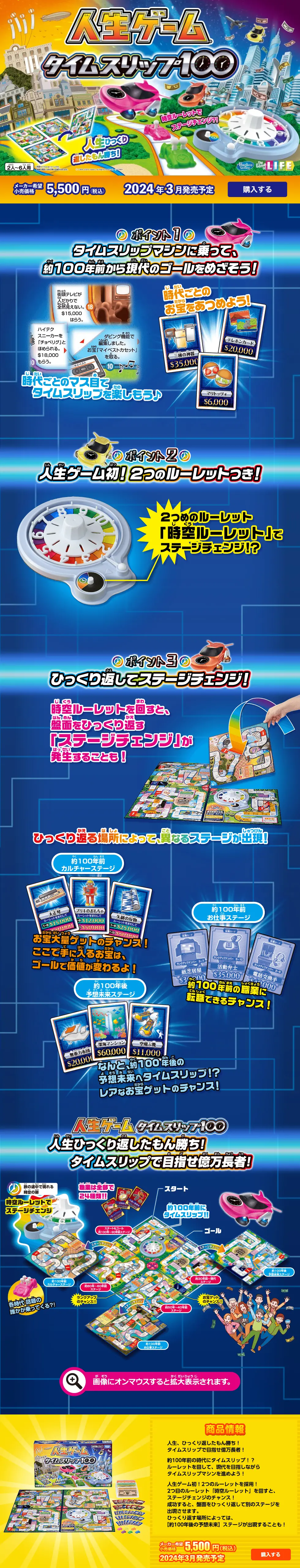 人生ゲーム タイムスリップ100のLPデザイン（玩具・ホビー・フィギュア／ブルー系／にぎやか系）PC版