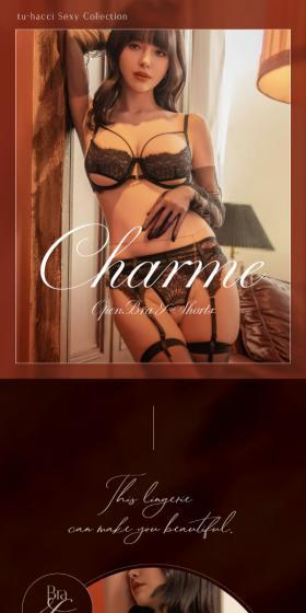 Open Bra & Open Crotch Shorts & Garter Belt LP design (Underwear and Nightwear / Brown tones / Refined style) Mobile version