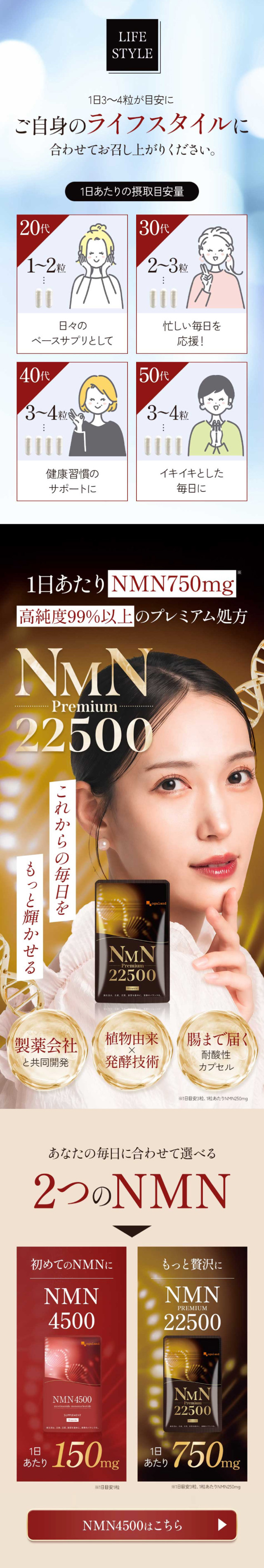 NMN Premium 22500mg LP design (Beauty foods, beauty drinks, and supplements / Gold tones / Lively type)