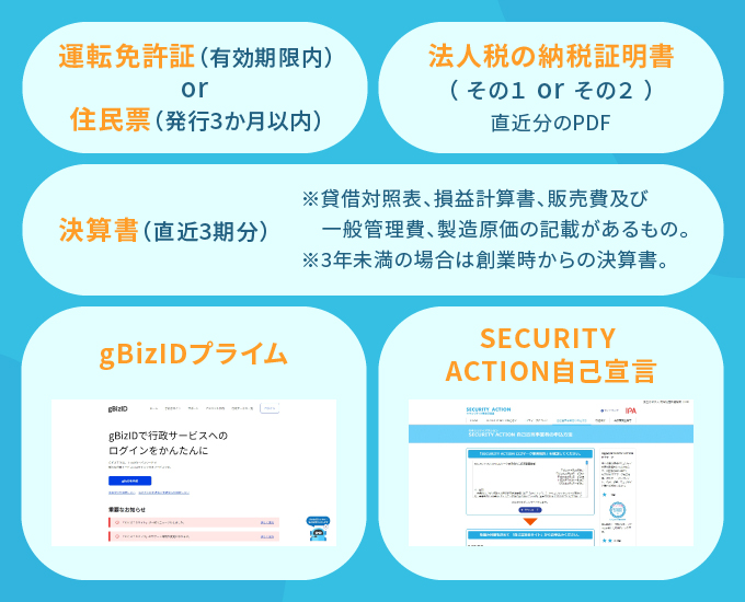 （法人）事前準備する書類等