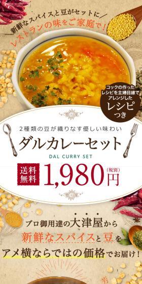 ダルカレーセットのLPデザイン（カラフル系）スマホ版