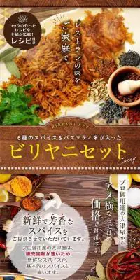 ビリヤニセットのLPデザイン（カラフル系）スマホ版