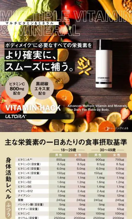 VITAMIN HACK〈マルチビタミン＆ミネラル〉｜株式会社ULTORA様のLP制作実績
