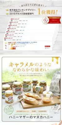 キャラメルの様なマヌカハニーのLPデザイン（調味料・甘味料・ダシ・スープ／ホワイト系／かっこいい系）PC版