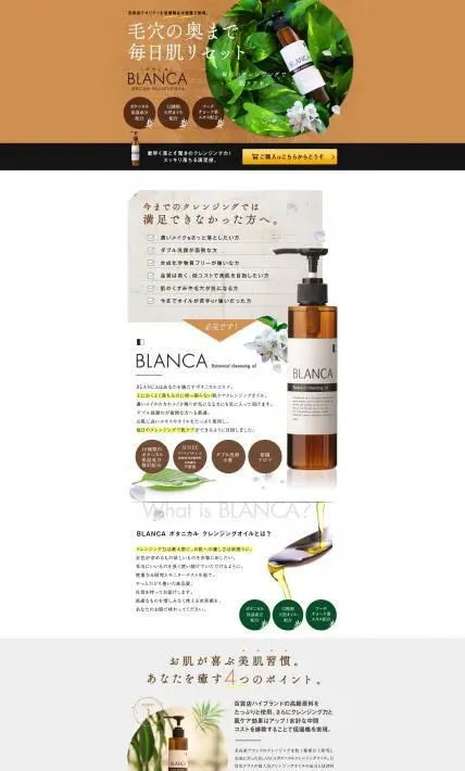 毛穴の奥まで毎日肌リセット BLANCA（ブランカ）｜株式会社アルデナイデ様のLP制作実績