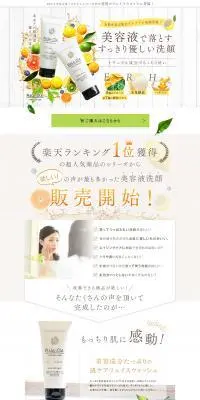 プレミアムホワイトフェイスウォッシュのLPデザイン（スキンケア・ボディケア・ヘアケア／ブラウン系／オーガニック系）PC版