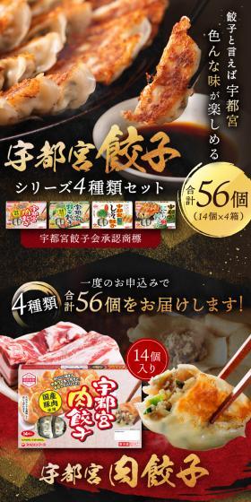 宇都宮餃子 シリーズ4種類セットのLPデザイン（惣菜・おかず・料理／カラフル系）スマホ版