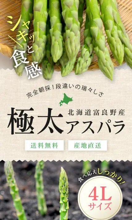 北海道富良野産 極太アスパラ｜株式会社Ryuki Design様のLP制作実績