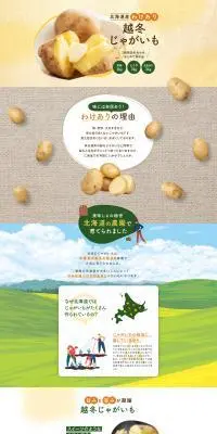 北海道産 わけあり 越冬じゃがいものLPデザイン（フルーツ・果物・野菜／グレー系／ナチュラル系）PC版