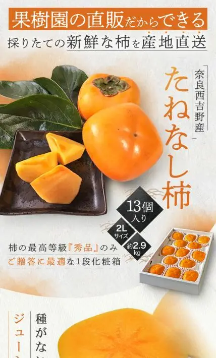 奈良西吉野産 たねなし柿｜大谷果樹園様のLP制作実績