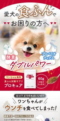 ワンちゃん専用 食ふん対策サプリ プロキュアのLPデザイン（ペットフード ・ ペット用品／ブラック系／信頼・安心系）スマホ版