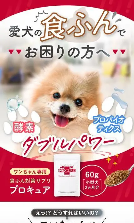 ワンちゃん専用 食ふん対策サプリ プロキュア｜株式会社ワンダードリーム様のLP制作実績