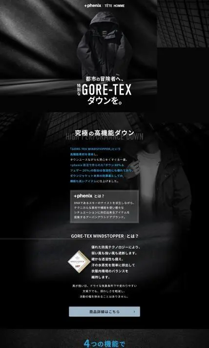＋phenix別注ダウンジャケット｜株式会社 テット・オム様のLP制作実績