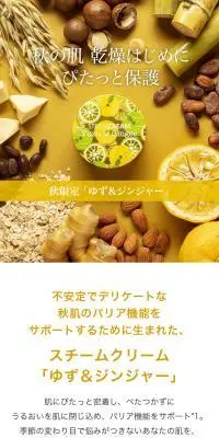 スチームクリーム　ゆず＆ジンジャーのLPデザイン（スキンケア・ボディケア・ヘアケア／ブラウン系／清潔系）スマホ版