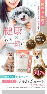 栄養補完食 ハピペット てくてく歩く ぴゅあピューレのLPデザイン（ペットフード ・ ペット用品／ブラック系／健康・癒し系）スマホ版