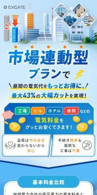 エクスゲートの高圧電力プランのLPデザイン（企業・会社・お店／ホワイト系／清潔系）スマホ版