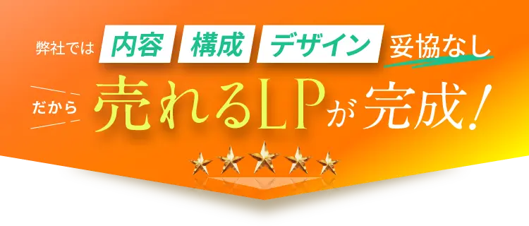 弊社では内容構成デザイン妥協なし だから売れるLPが完成！